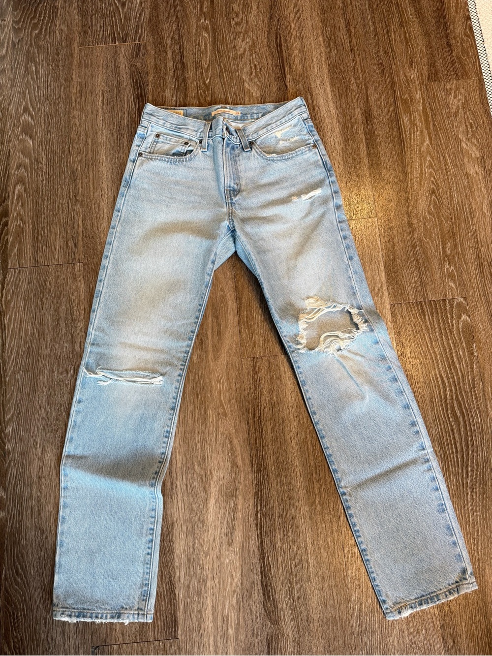 Levi's Light Blue Distressed Straight Leg Jeans
